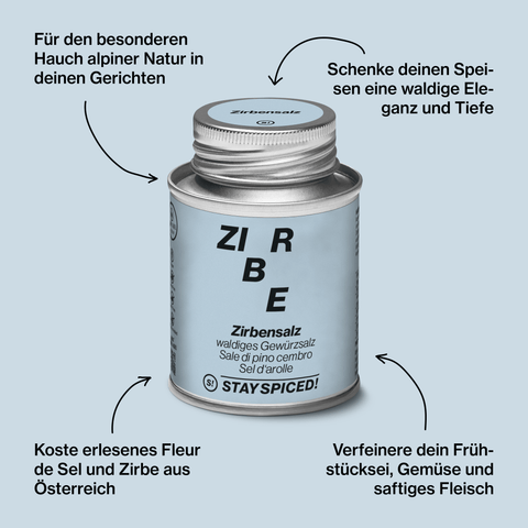 Zirben Fleur de SelSwiss pine salt, woody spice salt