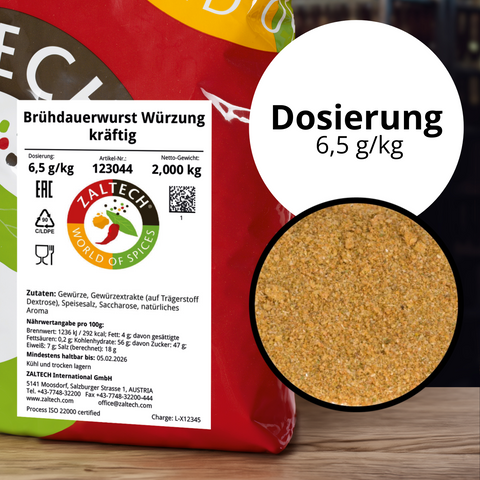 Brühdauerwurst Würzung kräftig im 2 kg Beutel