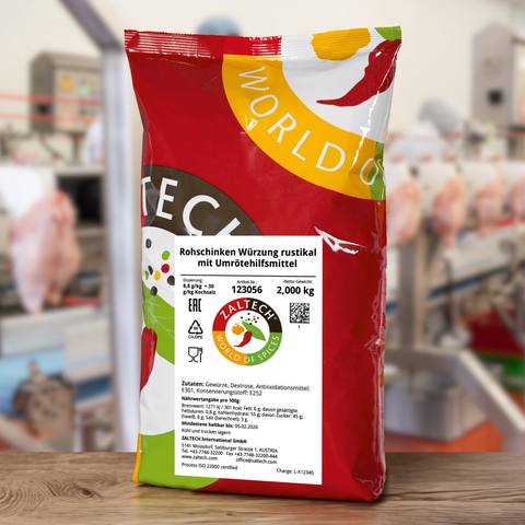 Raw ham seasoning rustic with reddening agent in 2 kg bag