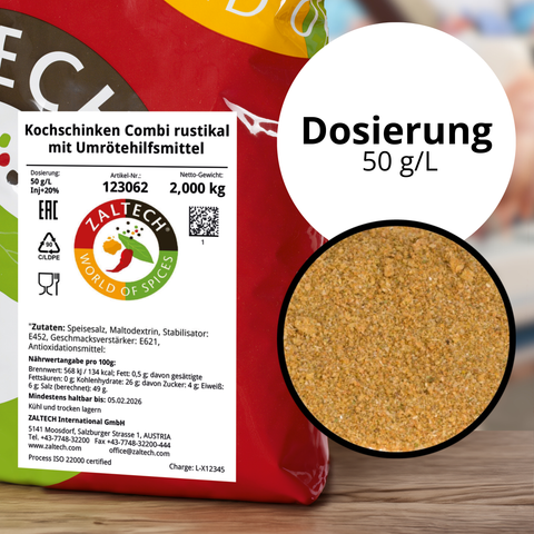 Kochschinken Combi rustikal mit Umrötehilfsmittel im 2 kg Beutel